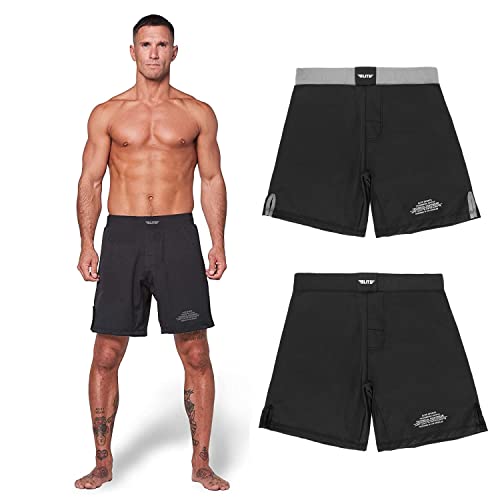 Elite Sports Men's Black Jack Series Fight Shorts, Medium