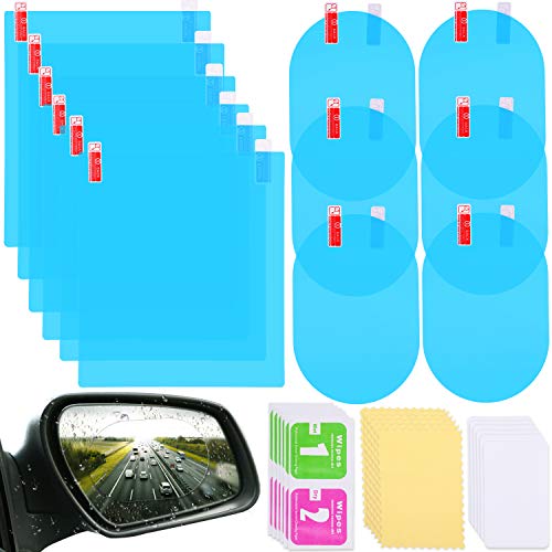 12 Pieces Car Rearview Mirror Film Rainproof Waterproof Anti Fog Nano Coating for Mirrors and Side Windows