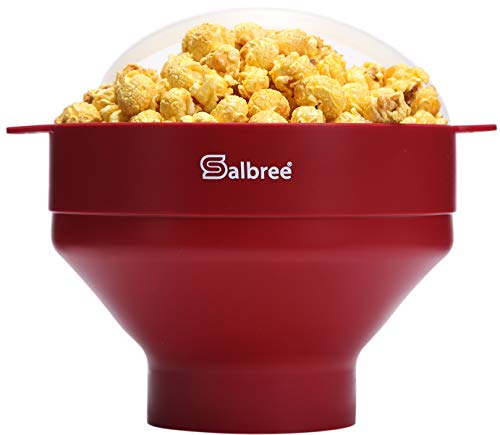 The Original Salbree Microwave Popcorn Popper, Silicone Popcorn Maker, Collapsible Microwavable Bowl - Hot Air Popper - No Oil Required - The Most Colors Available (Ruby Red)