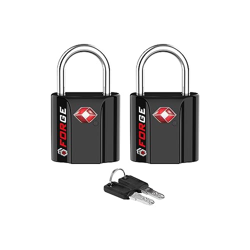 Black 2 Pack TSA Approved Travel Luggage Locks Ultra-Secure Dimple Key Travel Locks with Zinc Alloy Body