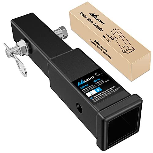 Nilight Trailer Hitch Extender 7 inch Extension Length Fits for 2 inch Receiver Tube with 5/8 inch Stainless Steel Bolt Flange Nut and Clip 3,500 lbs GTW Matte Black, 2 Years Warranty