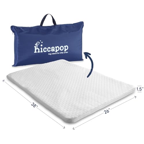hiccapop Pack and Play Mattress Pad for (38'x26'x1.5'), Playpen Pad, Playard Mattress for Pack and Play, Pack N Play Mattress Topper with Carry Bag and Washable Cover, 1.5' Thick