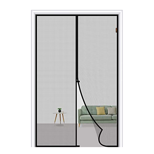 MAGZO Magnetic Screen Door Fit Door Size 32 x 80 Inch, Screen Size 34' x 81' Strong Magnets Door Mesh, Reinforced Fiberglass Door Net for Patio Door, Front Door, Gray