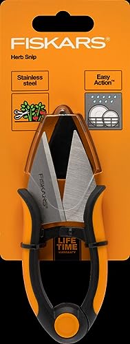 Fiskars Garden Herb Snips - 5' Garden Shears with Sheath and SoftGrip Handle - Yard and Garden Tools - Orange/Black