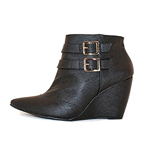 Neuaura Faye Womens Wedge Vegan Bootie (11) Black