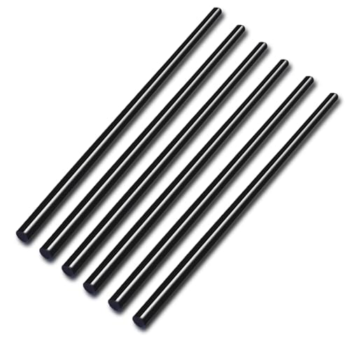 6 Pack Round Acetal Copolymer Rods - 1/4 -Inch Diameter and 12-Inch Length Opaque Black Acetal Copolymer Rods （POM-C）Standard Tolerance Perfect for Non-Marring Fixtures