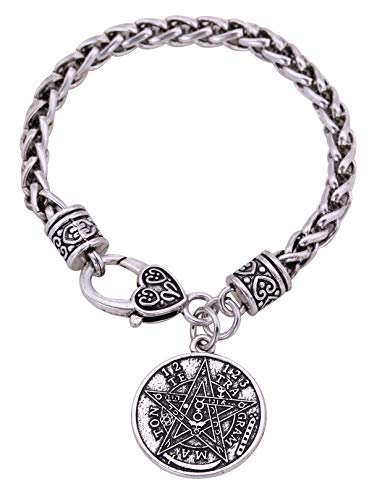 Ancient Hebrew Esoteric Tetragrammaton Pentagram Name of God Charm Wheat Chain Bracelet Blessing Jewelry for Men Women