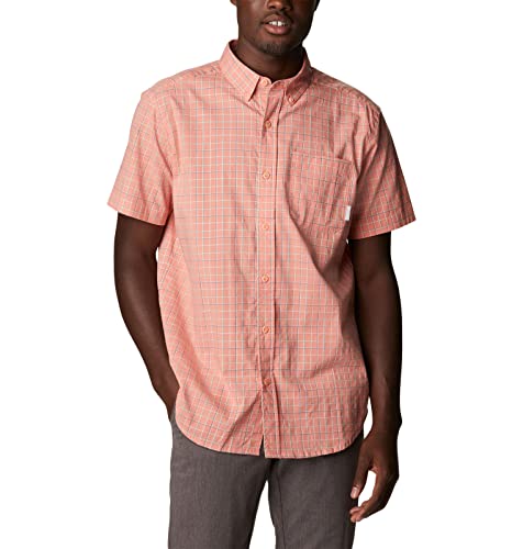 Columbia Men's Rapid Rivers II Short Sleeve Shirt, Coral Reef Grid, Small
