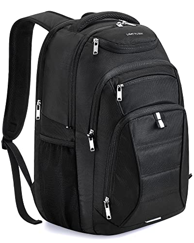 LIGHT FLIGHT Travel Laptop Backpack Men, Water Resistant Laptop Backpack for 17.3 Inch Notebook with USB Charging Hole, Large Computer Backpack for Carry on Business, Black