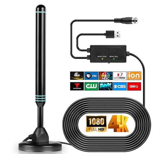 TV Antenna Indoor, HD Antenna for Smart TV and All TV,TV Antenna for Local Channels,Support 4K 1080p with Signal Booster Antenna TV Digital HD Indoor & Outdoor- Blue Circle Ring