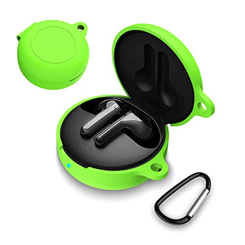 WQNIDE Case for LG Tone Free FN7/FN6/FN5/FN4 Silicone Protective Cover Scratchproof/Shockproof/Waterproof Wireless Earbuds Accessories with Keychain Glows in The Dark(Glowing Green)