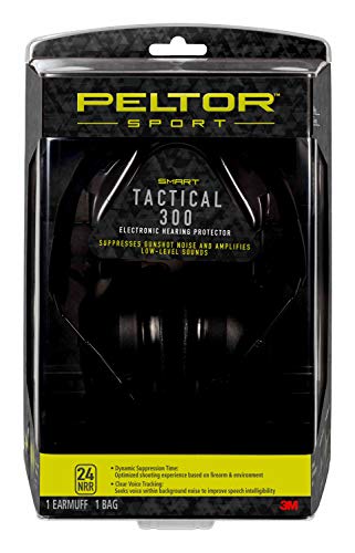 Peltor Sport Tactical 300 Electronic Hearing Protector, Shooting Ear Protection, NRR 24 dB, Ideal for Shooting, Hunting, Construction, and Work Shops Black