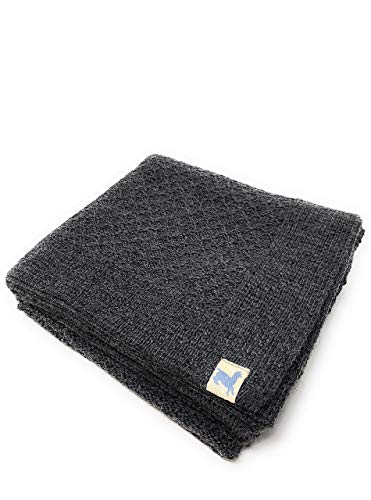Alpaca Home | Babies’ Receiving & Security Blanket | 100% Baby Alpaca Wool, Unisex, Allergen & Dye Free, Luxury Heirloom Quality (Charcoal Honeycomb)