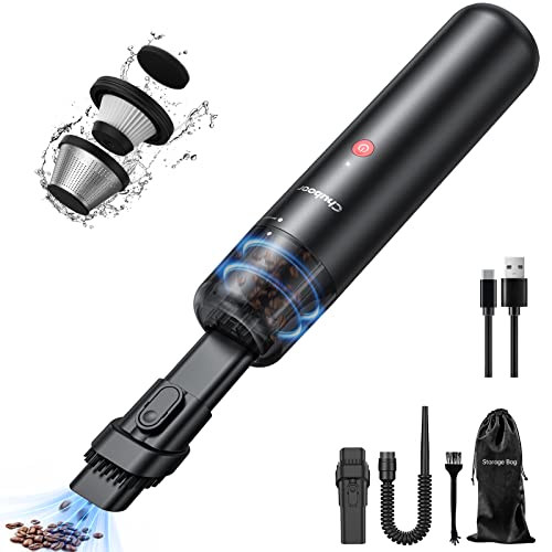 Chuboor Mini Powerful Vacuum for Car, Cordless, Rechargeable, Hand Held Vacuum for Sand, Crumbs, Ultra-Light Portable for Home, Car, Small Dust Buster（P10-Black）