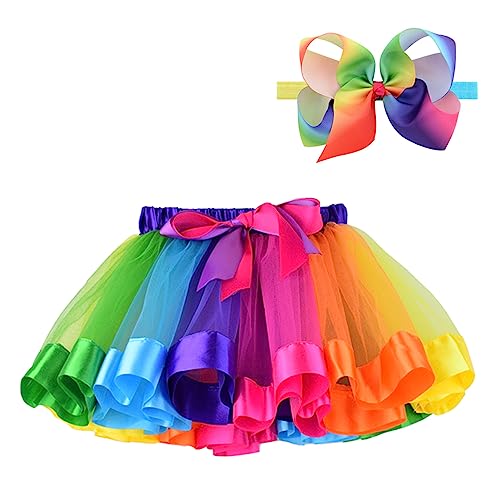 BGFKS LayeredTulle Rainbow Tutu Skirt for Newborn Baby Girls 1st Birthday Photography Outfit Sets.