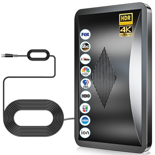 2024 Upgraded TV Antenna for Smart Tv Up to 800+ Miles Range, Indoor Outdoor Antenna for All Old/Smart HDTVs, 4K 1080P HD Digital Antenna with Amplifier Signal Booster/Thick Coaxial Cable