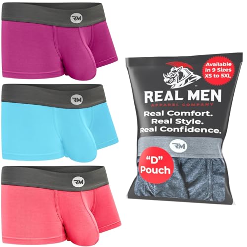 Real Men 3in Modal Boxer Briefs D Pouch Med 3pk Red/Ppl/SkyBlu Modal Boxer Briefs For Men Mens Boxer Briefs Moisture Wicking Elephant Underwear For Men With Trunk Ball Underwear Men Pouch