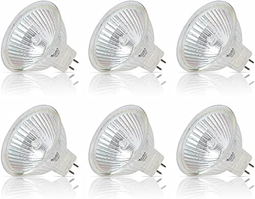 Simba Lighting Halogen MR16 20W 12V Light Bulbs (6 Pack) for Landscape, Track Lights, Fiber Optics, Desk Lamps, BAB C Spotlights with Glass Cover, GU5.3 Bi Pin Base, 2700K Warm White Dimmable