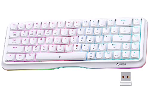 KEMOVE K68 Wireless Mechanical Keyboard Triple Mode 2.4G/BT5.1/USB-C, 60% Gaming Keyboard 68 Keys Hot Swappable Gateron Slive Switches with RGB Backlit/Lighting Strip 3000mAh Battery NKRO, White