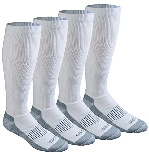 Dickies Men's Light Comfort Compression Over-The-Calf Socks, White (4 Pairs), Shoe Size: 6-12