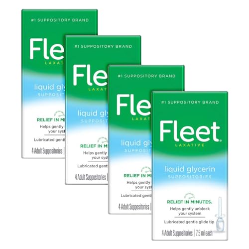 Fleet Liquid Glycerin Suppositories for Adult Constipation, 7.5 mL, 4 Bottles (4 Pack)
