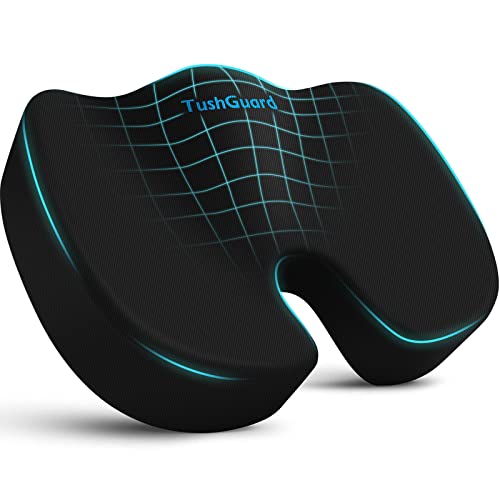 TushGuard Seat Cushion, Office Chair Cushions, Car Seat Cushion, Non-Slip Sciatica & Back Coccyx Tailbone Pain Relief Chair Pad, Memory Foam Butt Pillow for Computer Desk, Office Chair
