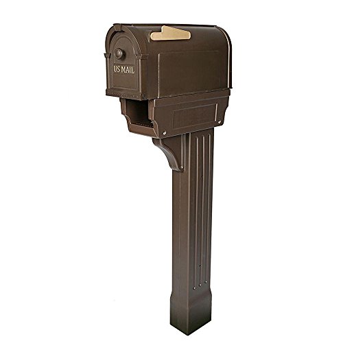 Postal Pro All-in-One Mailboxes and Post Combo Kit in Bronze - mailboxes for Outside - Large Mailbox - Mailbox in Bronze with Gold Lettering.