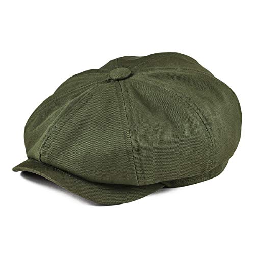 BOTVELA Men's Newsboy Flat Cap 100% Cotton Gatsby Ivy Golf Cabbie Hat (Green, 7 3/8)