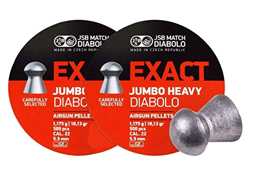 JSB 546287-500 Jumbo Exact Heavy Air Gun Pellets .22 Cal, 18.1 Grains, 500ct, 2 Pack
