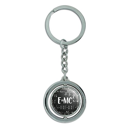 GRAPHICS & MORE E=MC 2 Energy Mass Equation Albert Einstein Theory of Special Relativity Math Keychain Spinning Round Chrome Plated Metal