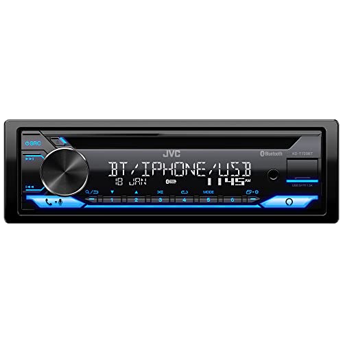 JVC KD-T720BT - CD Car Stereo, Single Din, Bluetooth Audio and Hands Free Calling w External Microphone, CD, MP3, USB, AUX Input AM/FM Radio, High Power Amp, Amazon Alexa Voice Control
