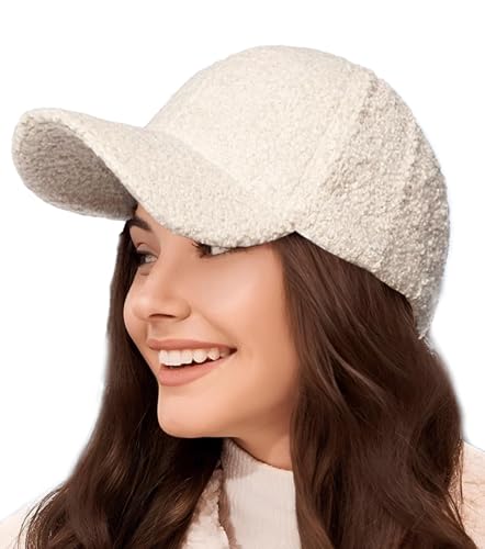 YCMI Winter Warm Baseball-Cap for Women - Adjustable Faux-Lamb-Wool Hat for Outdoor Travel Baseball Cap (Beige, 22'-23.6')
