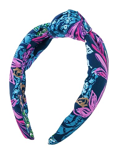 Lilly Pulitzer Blue Top Knot Headband for Women, Colorful Knotted Headband, Cute Hair Accessories for Women & Girls, Calypso Coast