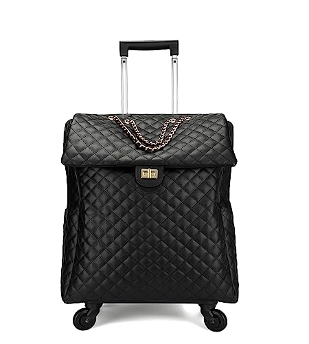 feilario 20in Leather Softside Underseat Carry on Suitcases Travel Duffel Bag with 4-rolling Spinner Wheels