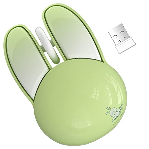 KNOWSQT Bunny Wireless Mouse Green, 2.4G Silent Rabbit Mice with USB Receiver - for Laptop Windows PC Mac Desktop Gaming