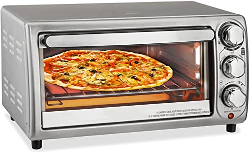 5-In-1 4-Slice Countertop Toaster Oven - Bake Broil Toast Warm Bagel (Stainless Steel)