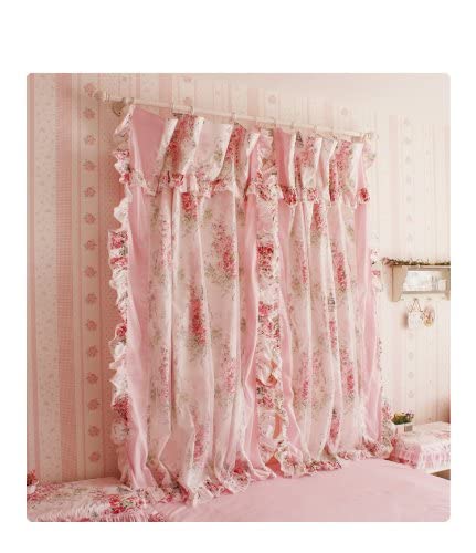 DIAIDI Korean Style Vintage Pink Rose Printed Curtains for Bedroom Rustic Floral Window Treatment for Living Room (2 Panels)