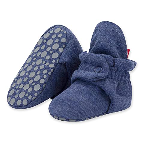 Zutano Unisex Organic Cotton Baby Booties With Gripper Soles, Heather Navy, 24M