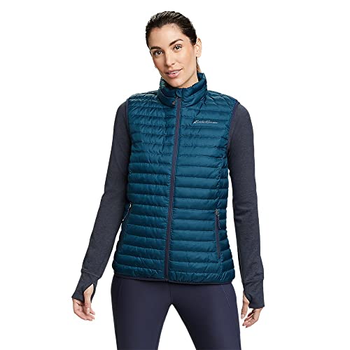Eddie Bauer Women's Microlight Down Vest, Peacock, Large