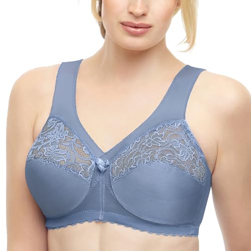 Glamorise Womens Full Figure Plus Size MagicLift Original Wirefree Support Bra #1000, Blue Ice, 54D