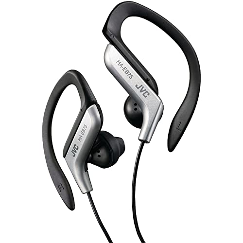 Clip Style Headphone Black and Silver Lightweight and Comfortable Ear Clip Splash Proof Water resistant Powerful Sound with Bass Boost JVC HAEB75S