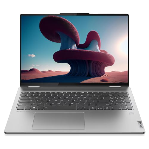 LENOVO Yoga 7 Laptop, 16' WUXGA Display, AMD Ryzen 7 7735U, 16 GB LPDDR5 RAM, 2 TB PCIe SSD, Fingerprint Reader, AMD Radeon, Backlit Keyboard, Storm Grey, Windows 11 Pro