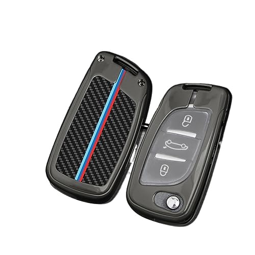 OTOCKI Zinc Alloy Car Folding Key Case Cover Compatible for Citroen C3 C4 C5 DS4 DS5 DS6 3 Buttons Remote Key Shell Protect Accessories (Color : Car Washer Gun)