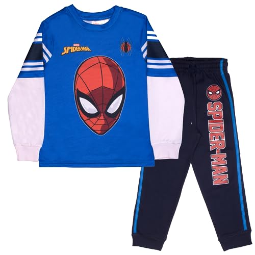 Marvel Superheroes Avengers and Spider-Man 2-Piece Set, Boys Long Sleeve Active Mesh T-Shirt & Pants 2-Pack Bundle Set (Size 4, Royal)