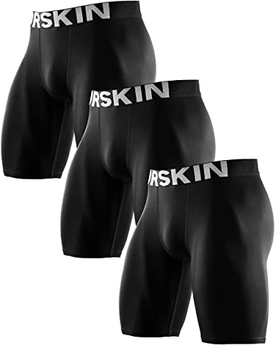 DRSKIN Men's 3 Pack Compression Shorts Pants Tights Athletic Sports Running Active Baselayer Workout (Line BB301 3P, L)