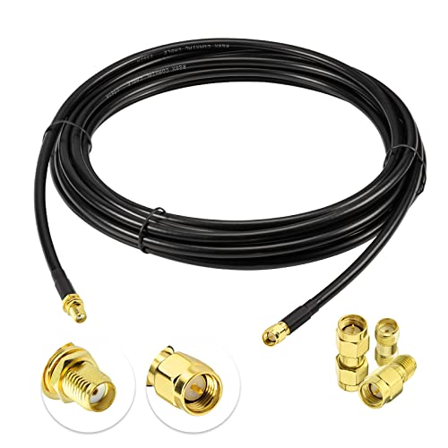 Superbat SMA Male to SMA Female Bulkhead RF Coaxial Cable RG8X Cable 15ft + 3pcs RF Coax SMA Adapter Kit for SDR Antenna Ham Radio,3G 4G LTE Antenna,ADS-B,GPS etc.
