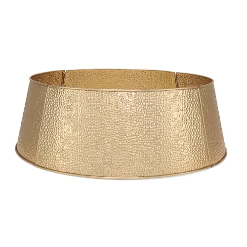 BIRDROCK HOME 4 Panel Christmas Tree Collar | 26' Base | Small | Gold Bubble | Metal Holiday Skirt Decor | Water Base Protection from Pets