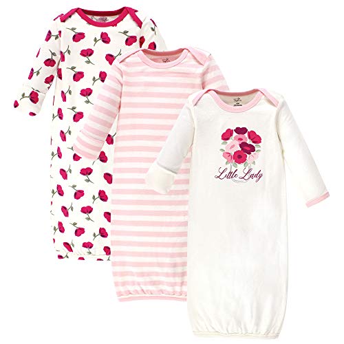 Touched by Nature Unisex Baby Organic Cotton Gowns, Petals, 0-6 Months US