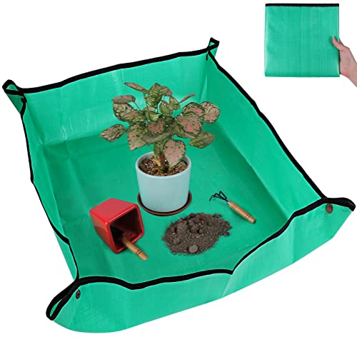 Azureblue Plant Repotting Mat for Indoor Plants Potting Soil Mix, Waterproof Plant Repotting/Potting Tray, Potting Mat Gardening Tray for Indoor Potting Succulents Cactus Orchid Pots (26.8' x 26.8')