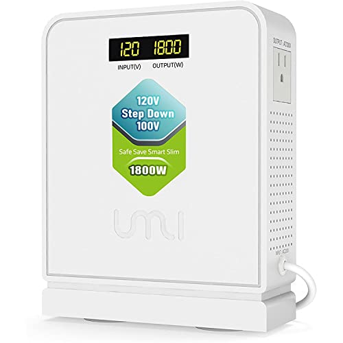 UMI 1800 Watt Voltage Converter Transformer - Heavy Duty Step Down AC 120V to 100V Power Converter - for Japan Appliances Use in US Canada Mexico – CE Certified [3-Year Warranty]